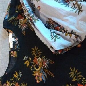 Loft two tone paisley floral blouse with balloon sleeves and back buttons size M